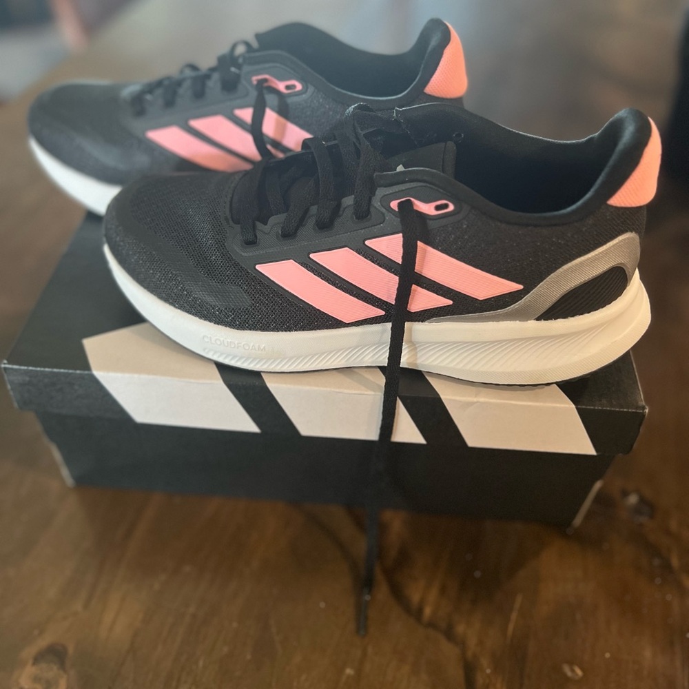 Adidas Black and Pink Running Shoes